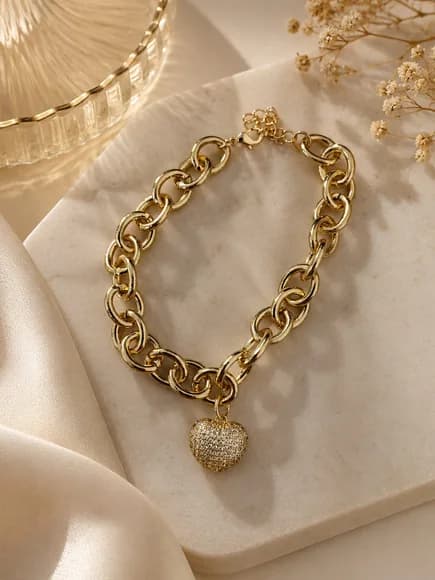 Pulseira Coração Cravejado