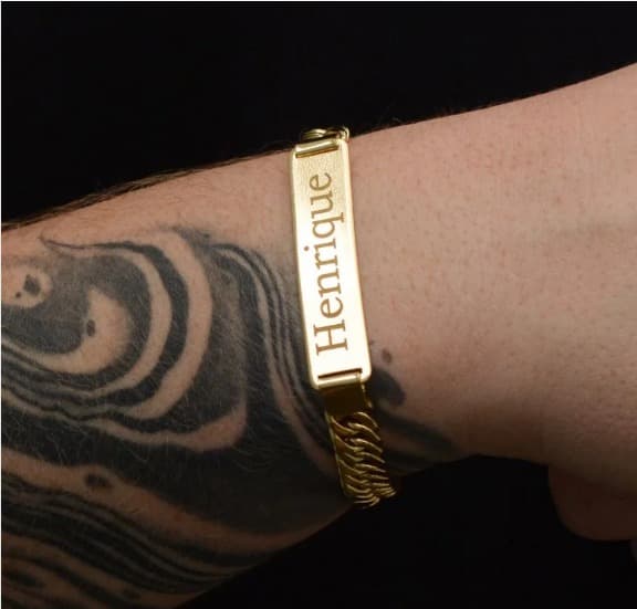 Pulseira Grumet Dupla 8mm Oca e Chapa Personalizada com Gravação a Laser