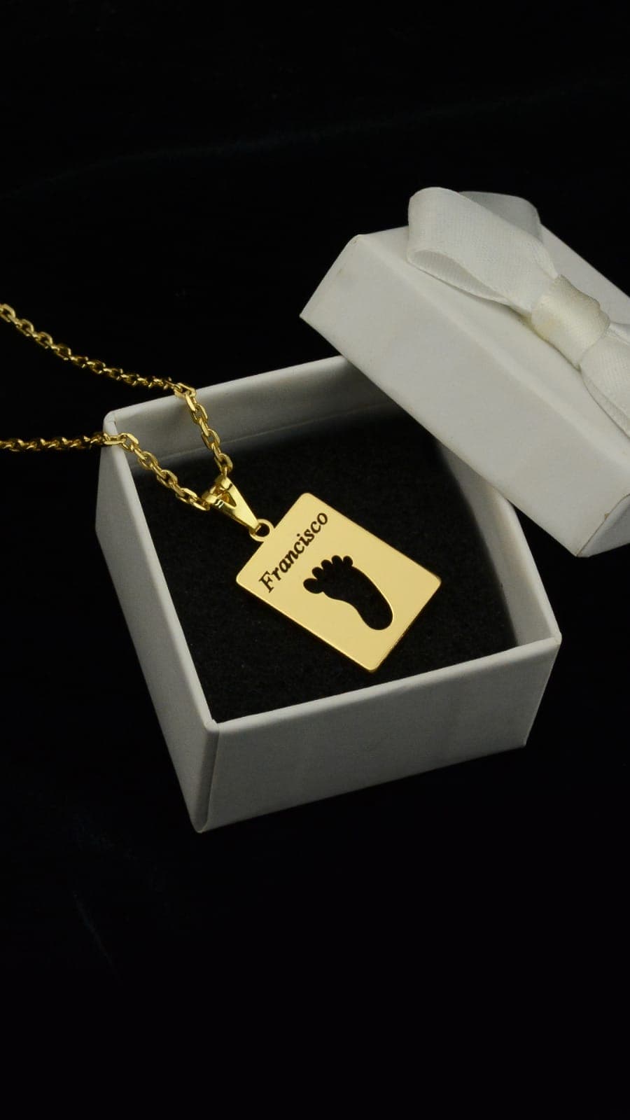 Colar personalizado pé corrente cadeado 2mm